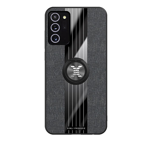 Funda Silicona Carcasa Ultrafina Goma con Magnetico Anillo de dedo Soporte X02L para Samsung Galaxy Note 20 5G Negro