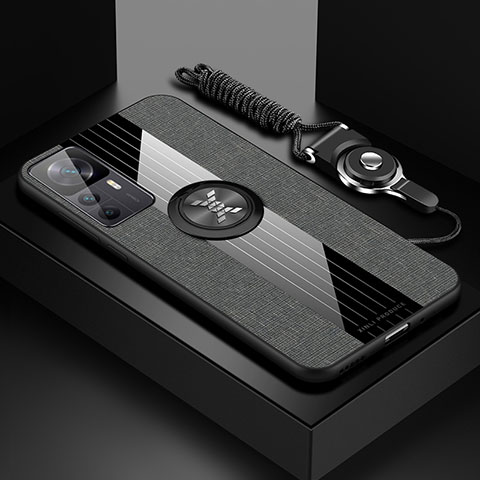 Funda Silicona Carcasa Ultrafina Goma con Magnetico Anillo de dedo Soporte X03L para Xiaomi Mi 12T Pro 5G Gris