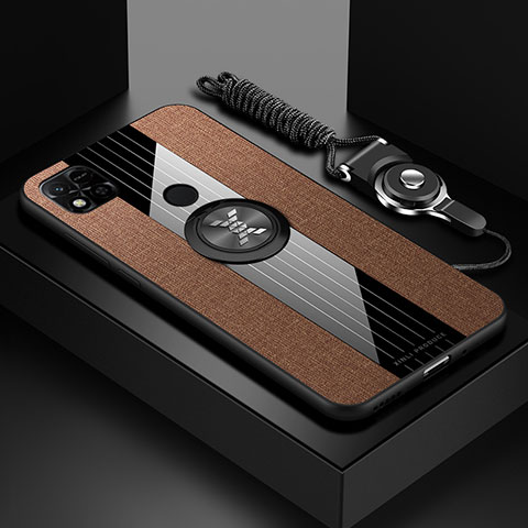 Funda Silicona Carcasa Ultrafina Goma con Magnetico Anillo de dedo Soporte X03L para Xiaomi Redmi 10A 4G Marron