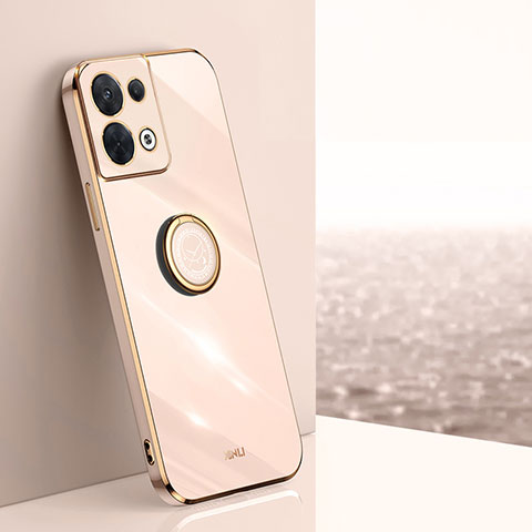 Funda Silicona Carcasa Ultrafina Goma con Magnetico Anillo de dedo Soporte XL1 para Oppo Reno8 5G Oro