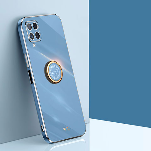 Funda Silicona Carcasa Ultrafina Goma con Magnetico Anillo de dedo Soporte XL1 para Samsung Galaxy F12 Azul