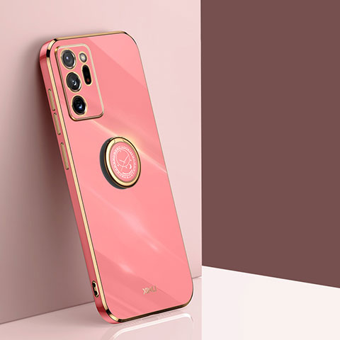 Funda Silicona Carcasa Ultrafina Goma con Magnetico Anillo de dedo Soporte XL1 para Samsung Galaxy Note 20 Ultra 5G Rosa Roja