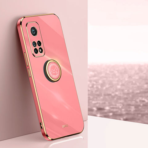 Funda Silicona Carcasa Ultrafina Goma con Magnetico Anillo de dedo Soporte XL1 para Xiaomi Mi 10T 5G Rosa Roja