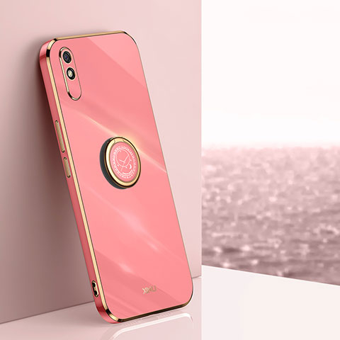 Funda Silicona Carcasa Ultrafina Goma con Magnetico Anillo de dedo Soporte XL1 para Xiaomi Redmi 9AT Rosa Roja