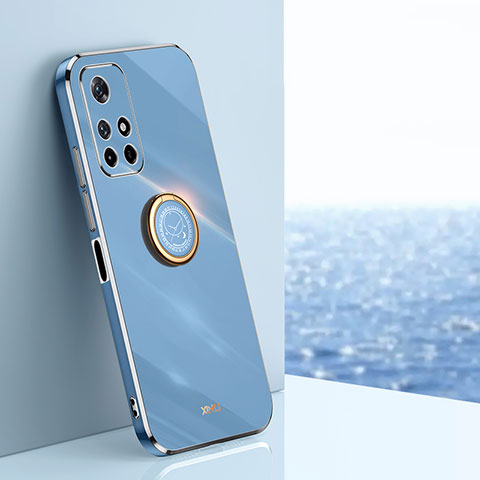 Funda Silicona Carcasa Ultrafina Goma con Magnetico Anillo de dedo Soporte XL1 para Xiaomi Redmi Note 11 5G Azul