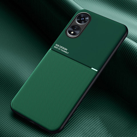 Funda Silicona Carcasa Ultrafina Goma con Magnetico para Oppo A78 5G Verde