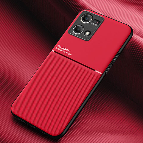 Funda Silicona Carcasa Ultrafina Goma con Magnetico para Oppo Reno7 4G Rojo