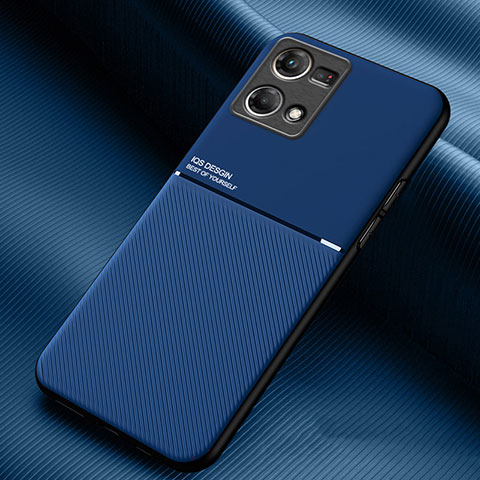 Funda Silicona Carcasa Ultrafina Goma con Magnetico para Oppo Reno8 4G Azul