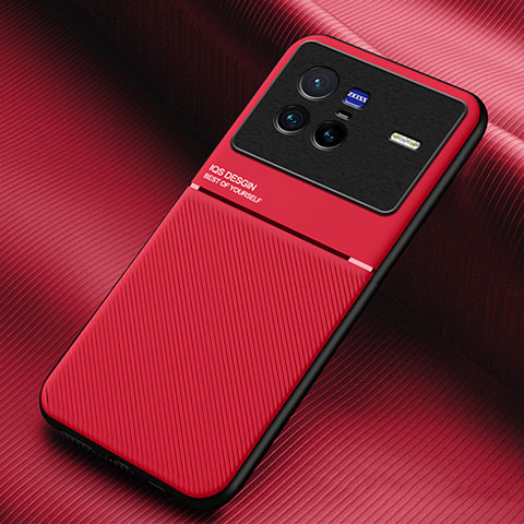 Funda Silicona Carcasa Ultrafina Goma con Magnetico para Vivo X80 5G Rojo
