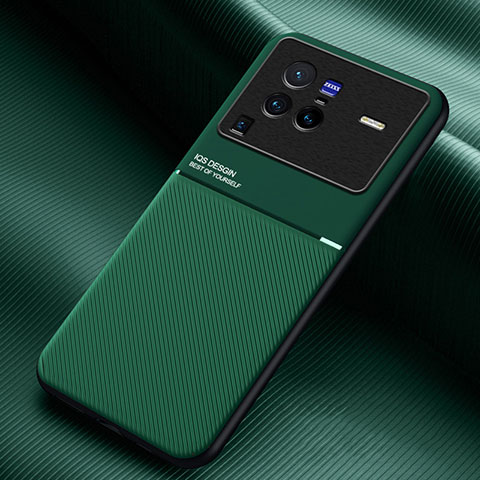 Funda Silicona Carcasa Ultrafina Goma con Magnetico para Vivo X80 Pro 5G Verde