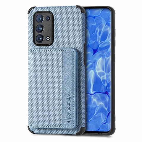 Funda Silicona Carcasa Ultrafina Goma con Magnetico S01D para Oppo Reno6 Pro 5G Azul