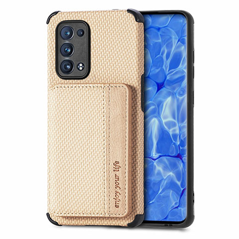 Funda Silicona Carcasa Ultrafina Goma con Magnetico S01D para Oppo Reno6 Pro 5G Oro