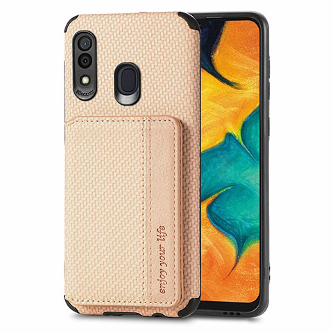 Funda Silicona Carcasa Ultrafina Goma con Magnetico S01D para Samsung Galaxy A20 Oro