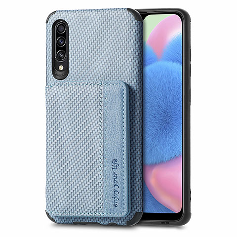 Funda Silicona Carcasa Ultrafina Goma con Magnetico S01D para Samsung Galaxy A30S Azul