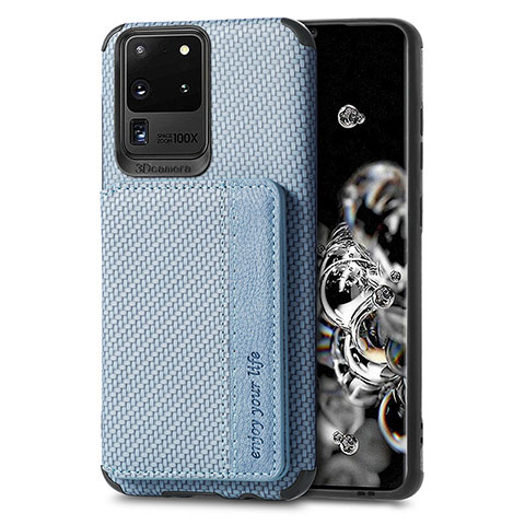 Funda Silicona Carcasa Ultrafina Goma con Magnetico S01D para Samsung Galaxy S20 Ultra Azul
