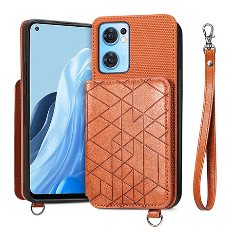 Funda Silicona Carcasa Ultrafina Goma con Magnetico S02D para Oppo Find X5 Lite 5G Marron