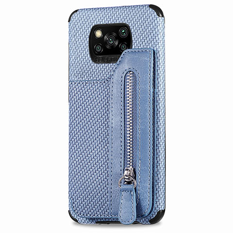 Funda Silicona Carcasa Ultrafina Goma con Magnetico S02D para Xiaomi Poco X3 Azul