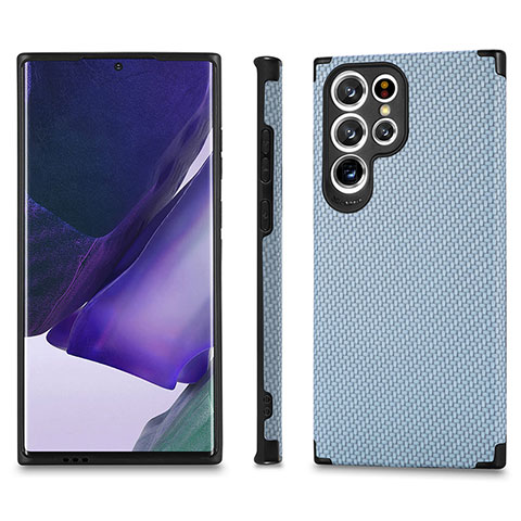 Funda Silicona Carcasa Ultrafina Goma con Magnetico S03D para Samsung Galaxy S22 Ultra 5G Azul