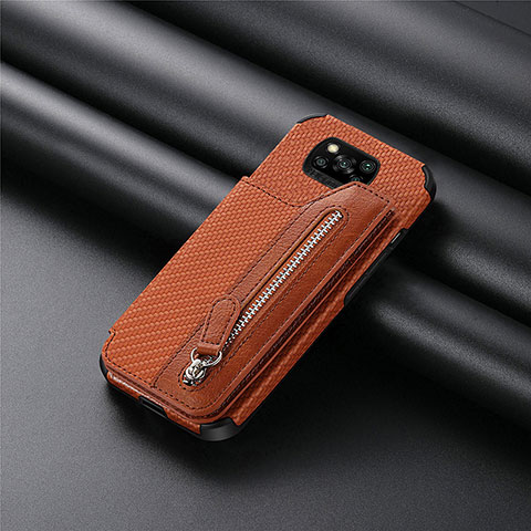 Funda Silicona Carcasa Ultrafina Goma con Magnetico S03D para Xiaomi Poco X3 Marron