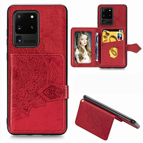 Funda Silicona Carcasa Ultrafina Goma con Magnetico S05D para Samsung Galaxy S20 Ultra Rojo