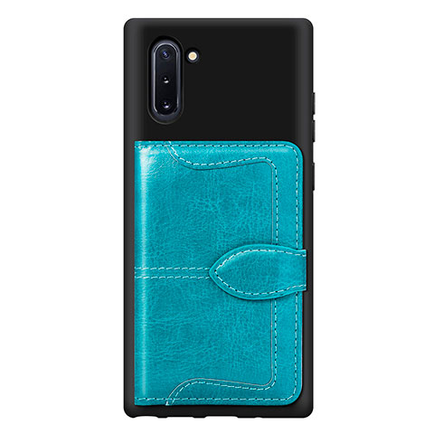 Funda Silicona Carcasa Ultrafina Goma con Magnetico S06D para Samsung Galaxy Note 10 5G Cian