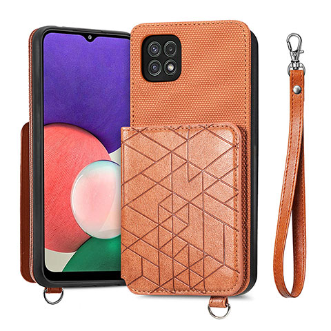 Funda Silicona Carcasa Ultrafina Goma con Magnetico S08D para Samsung Galaxy A22 5G Marron