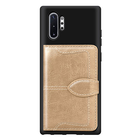 Funda Silicona Carcasa Ultrafina Goma con Magnetico S08D para Samsung Galaxy Note 10 Plus 5G Oro