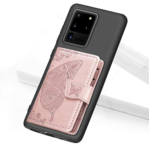 Funda Silicona Carcasa Ultrafina Goma con Magnetico S11D para Samsung Galaxy S20 Ultra 5G Rosa