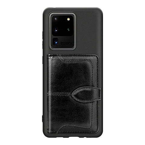 Funda Silicona Carcasa Ultrafina Goma con Magnetico S14D para Samsung Galaxy S20 Ultra Negro