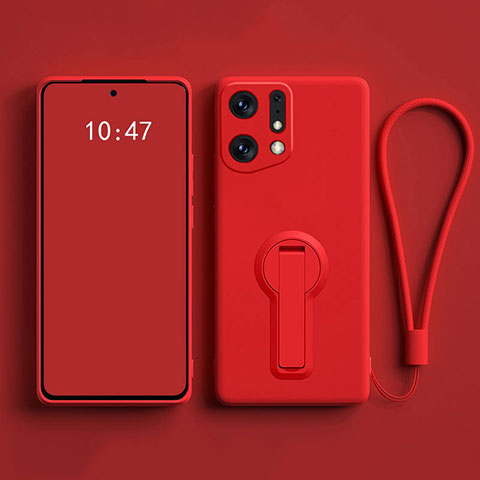 Funda Silicona Carcasa Ultrafina Goma con Soporte para Oppo Find X5 5G Rojo