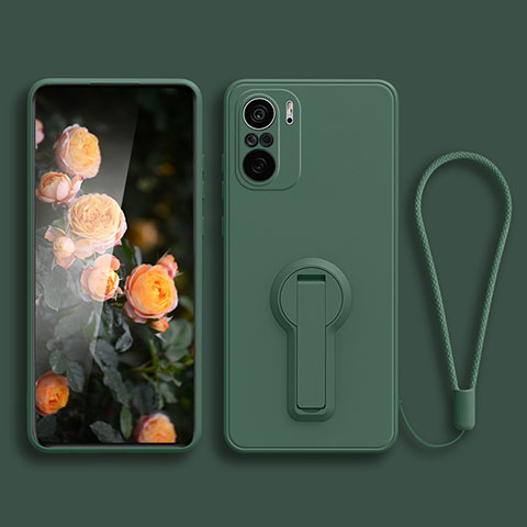 Funda Silicona Carcasa Ultrafina Goma con Soporte para Xiaomi Mi 11X 5G Verde Noche