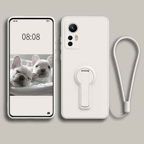 Funda Silicona Carcasa Ultrafina Goma con Soporte para Xiaomi Mi 12 5G Blanco
