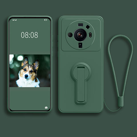 Funda Silicona Carcasa Ultrafina Goma con Soporte para Xiaomi Mi 12 Ultra 5G Verde