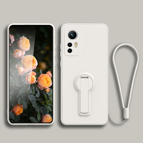 Funda Silicona Carcasa Ultrafina Goma con Soporte para Xiaomi Mi 12T 5G Blanco