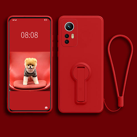 Funda Silicona Carcasa Ultrafina Goma con Soporte para Xiaomi Mi 12X 5G Rojo