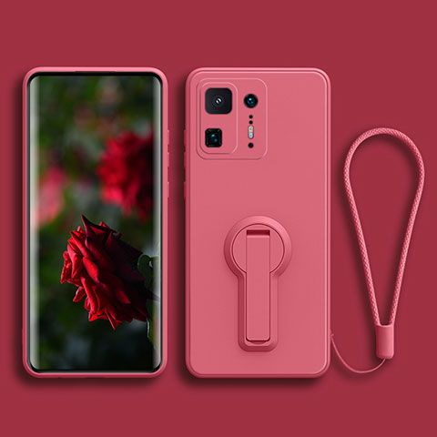 Funda Silicona Carcasa Ultrafina Goma con Soporte para Xiaomi Mi Mix 4 5G Rosa Roja