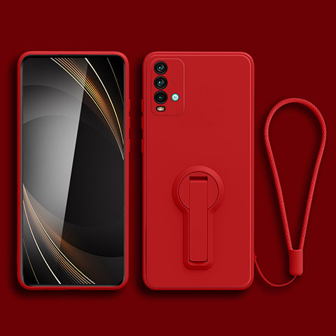 Funda Silicona Carcasa Ultrafina Goma con Soporte para Xiaomi Redmi 9T 4G Rojo