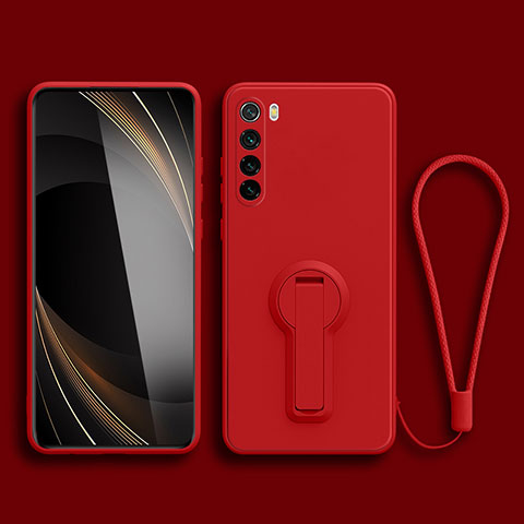 Funda Silicona Carcasa Ultrafina Goma con Soporte para Xiaomi Redmi Note 8 (2021) Rojo