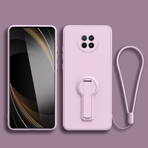 Funda Silicona Carcasa Ultrafina Goma con Soporte para Xiaomi Redmi Note 9T 5G Purpura Claro