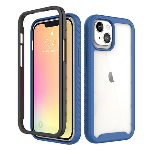 Funda Silicona Carcasa Ultrafina Goma Frontal y Trasera 360 Grados para Apple iPhone 13 Azul