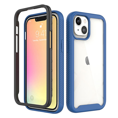 Funda Silicona Carcasa Ultrafina Goma Frontal y Trasera 360 Grados para Apple iPhone 13 Mini Azul