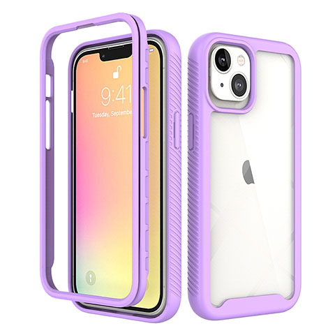 Funda Silicona Carcasa Ultrafina Goma Frontal y Trasera 360 Grados para Apple iPhone 13 Mini Morado