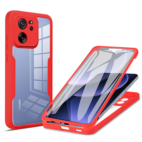 Funda Silicona Carcasa Ultrafina Goma Frontal y Trasera 360 Grados para Xiaomi Mi 13T 5G Rojo