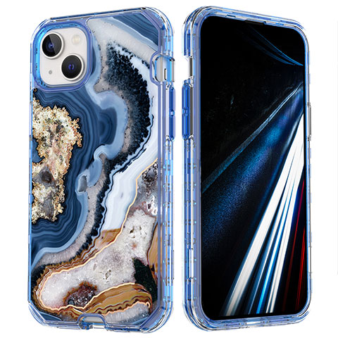 Funda Silicona Carcasa Ultrafina Goma Frontal y Trasera 360 Grados YJ1 para Apple iPhone 14 Azul