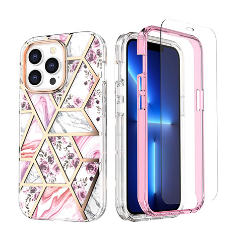 Funda Silicona Carcasa Ultrafina Goma Frontal y Trasera 360 Grados YJ3 para Apple iPhone 13 Pro Rosa