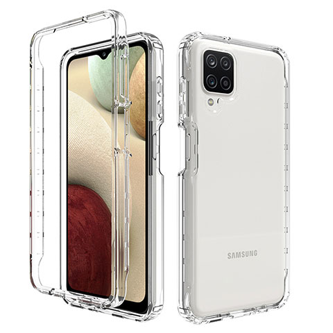 Funda Silicona Carcasa Ultrafina Transparente Goma Frontal y Trasera 360 Grados Gradiente JX1 para Samsung Galaxy A12 Nacho Claro