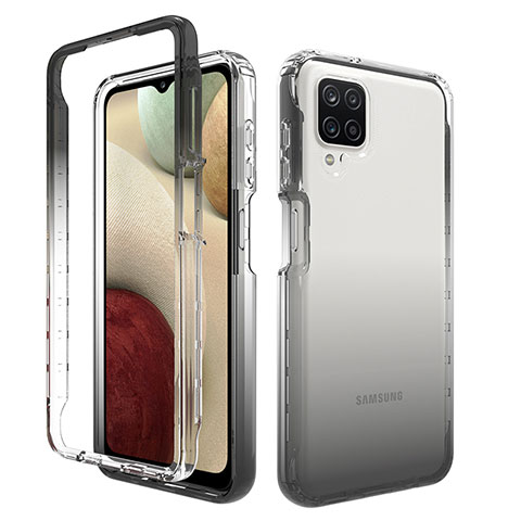 Funda Silicona Carcasa Ultrafina Transparente Goma Frontal y Trasera 360 Grados Gradiente JX1 para Samsung Galaxy A12 Negro