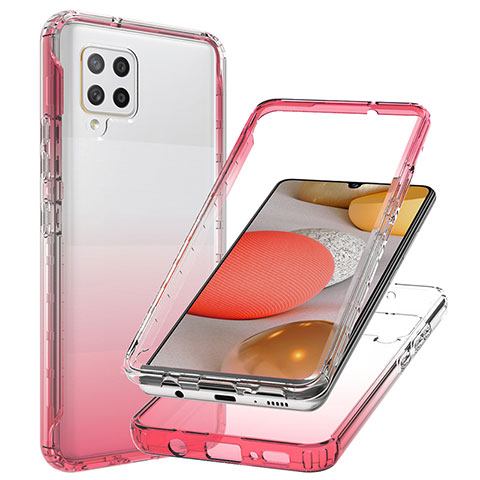 Funda Silicona Carcasa Ultrafina Transparente Goma Frontal y Trasera 360 Grados Gradiente JX1 para Samsung Galaxy A42 5G Rojo