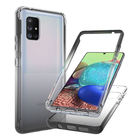 Funda Silicona Carcasa Ultrafina Transparente Goma Frontal y Trasera 360 Grados Gradiente JX1 para Samsung Galaxy A71 5G Negro