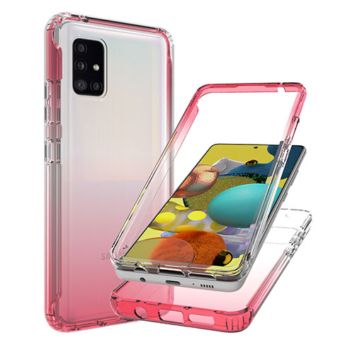 Funda Silicona Carcasa Ultrafina Transparente Goma Frontal y Trasera 360 Grados Gradiente JX1 para Samsung Galaxy M40S Rojo